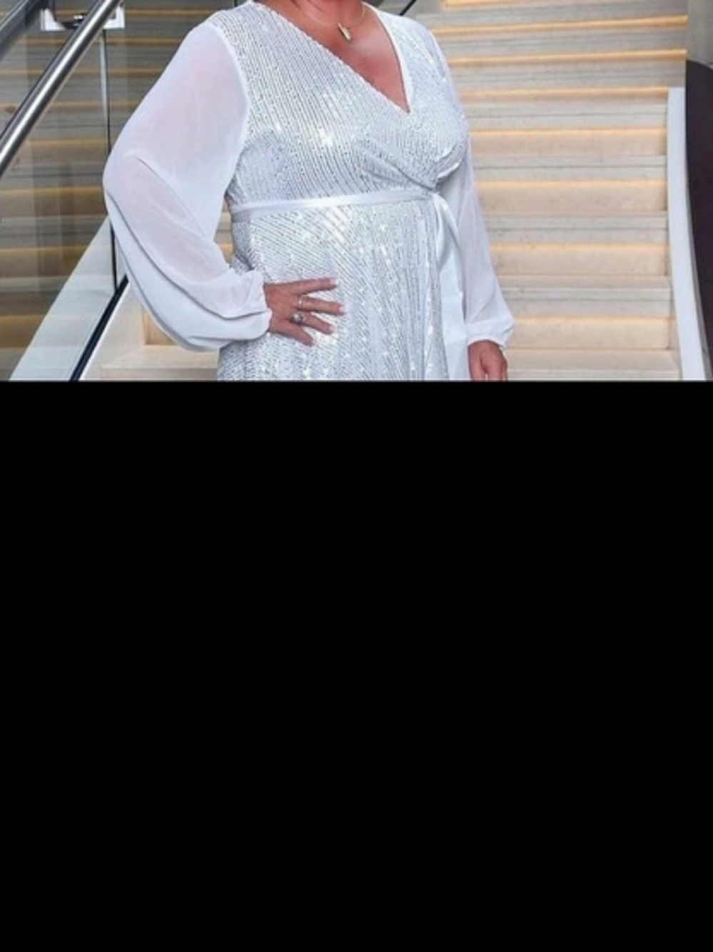 Sequin Maxi Dress in White Size XXL Like New
